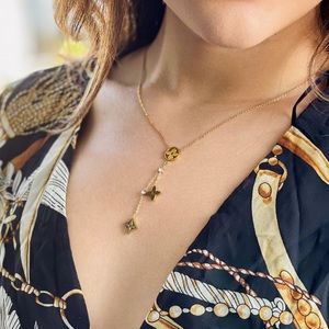 Gold stainless steel emerald necklace